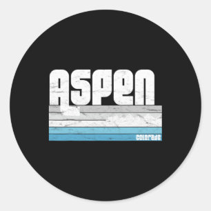 Aspen Colorado Co Mountain Retro Vintage Skiing Hi Classic Round Sticker