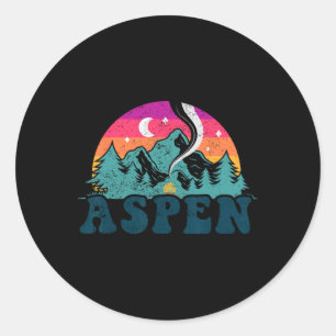 Aspen Colorado Co Mountain Skiing Vintage 80s Aspe Classic Round Sticker