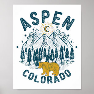 Aspen Colorado Co Mountain Skiing Vintage Aspen Sk Poster