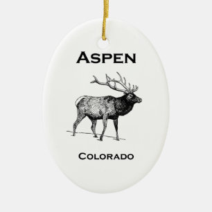 Aspen Colorado Elk Ceramic Ornament