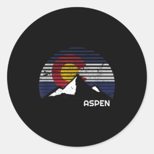 Aspen colorado flag - co bluebird day mountain classic round sticker