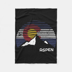 Aspen Colorado Flag - Co Bluebird Day Mountain Fleece Blanket