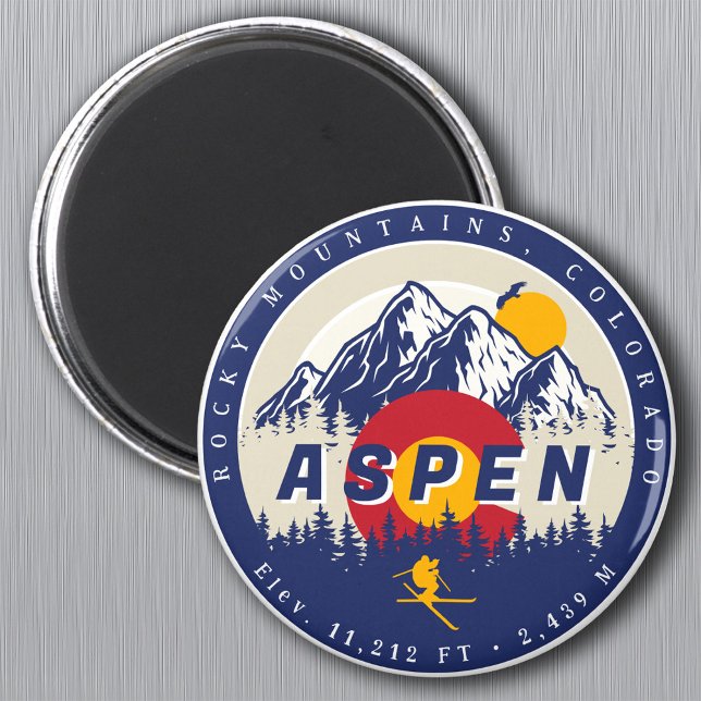 Aspen Colorado Flag Ski Mountain Sunset Souvenirs Magnet (Creator Uploaded)