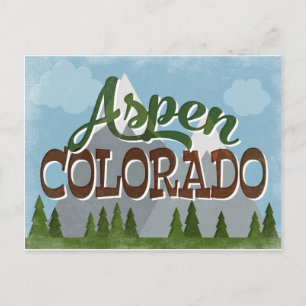 Aspen Colorado Fun Retro Snowy Mountains Postcard