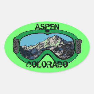 Aspen Colorado green snow goggles stickers