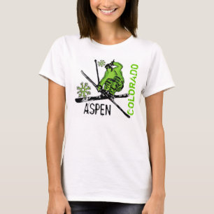 Aspen Colorado green theme skier ladies tank