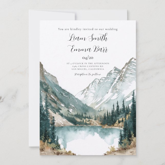 Aspen Colorado Mountain Destination Wedding Invitation (Front)