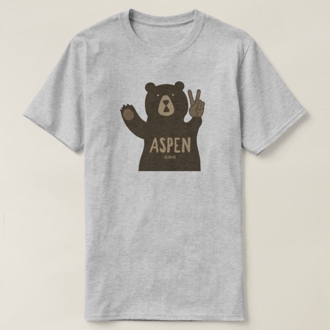 Aspen Colorado Peace Bear T-Shirt (Design Front)