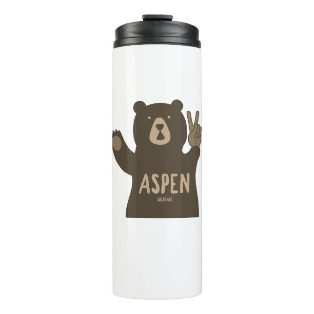 Aspen Colorado Peace Bear Thermal Tumbler (Front)