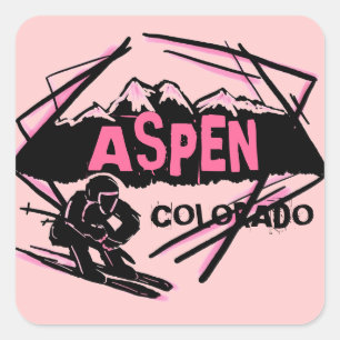 Aspen Colorado pink ski mountain stickers
