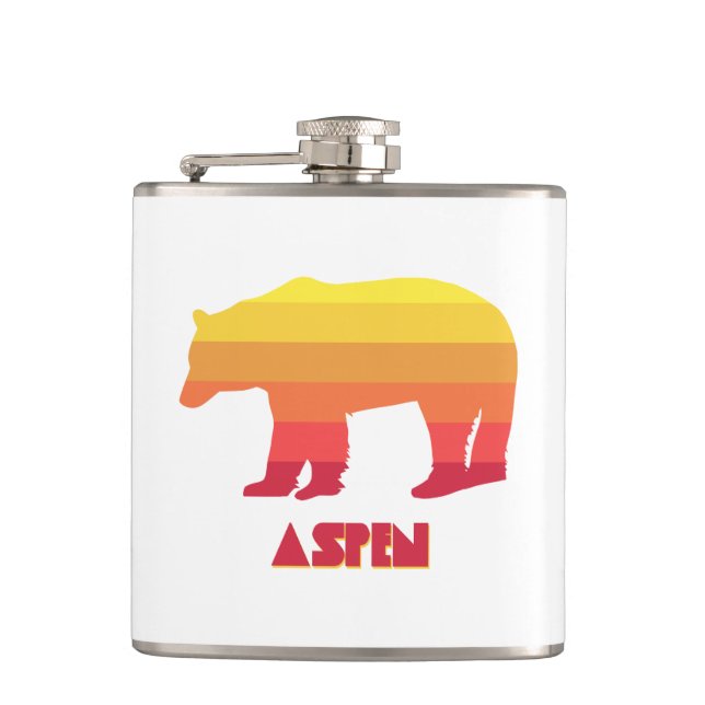 Aspen Colorado Rainbow Bear Hip Flask (Front)