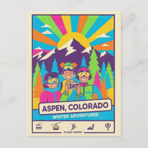 Aspen, Colorado – Retro 1990s Travel  Style  Postcard