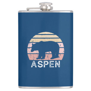 Aspen Colorado Retro Bear Hip Flask