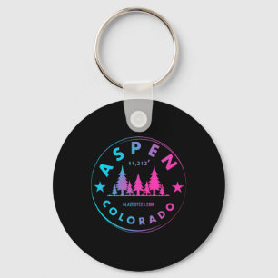 Aspen Colorado - Retro Big Mountain Forest Key Ring