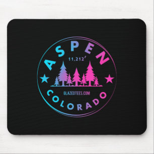 Aspen Colorado - Retro Big Mountain Forest  Mouse Pad