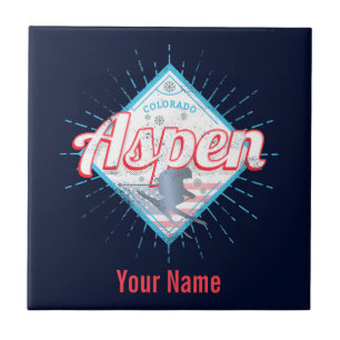 Aspen Colorado Retro Skier Vintage USA Ski Ceramic Tile