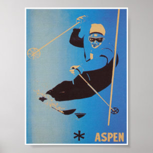 Aspen Colorado Retro Vintage Ski Poster