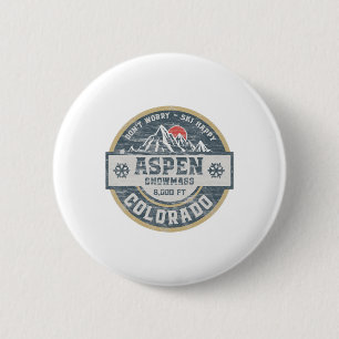 Aspen Colorado Rocky Mountains Tee Hiking Camping 6 Cm Round Badge