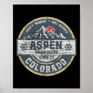 Aspen Colorado Rocky Mountains Tee Hiking Camping Poster