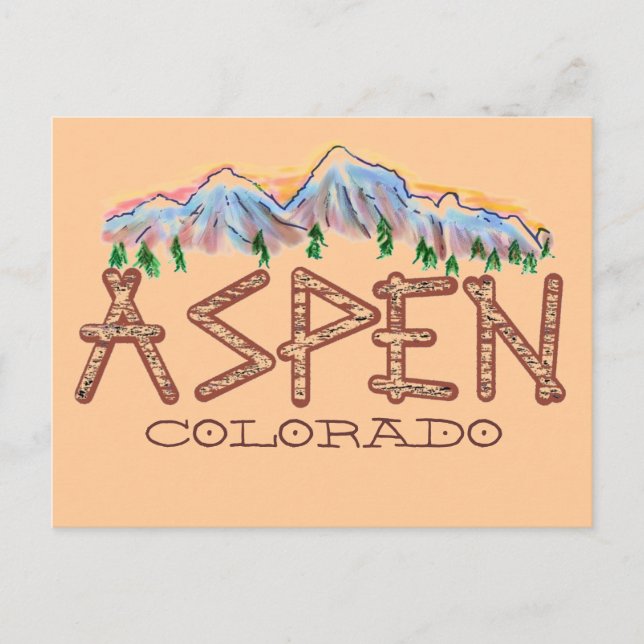 Aspen Colorado rustic tree mountain postcard (Front)