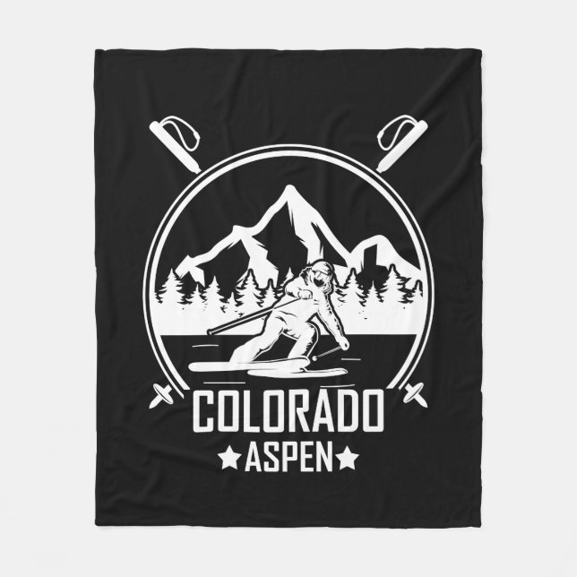 Aspen Colorado ski Fleece Blanket (Front)