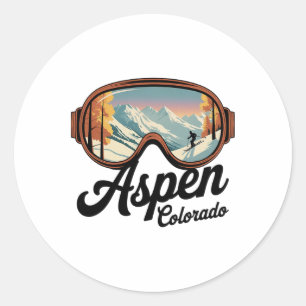 Aspen Colorado Ski Goggles - Retro Skiing Souvenir Classic Round Sticker