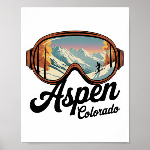 Aspen Colorado Ski Goggles - Retro Skiing Souvenir Poster