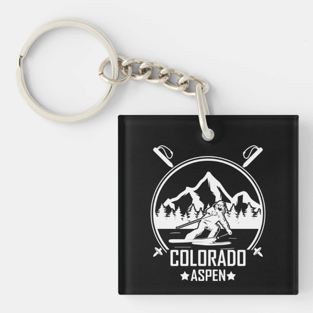 Aspen Colorado ski Key Ring (Front)