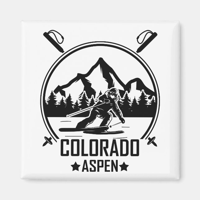 Aspen Colorado Ski Magnet (Front)