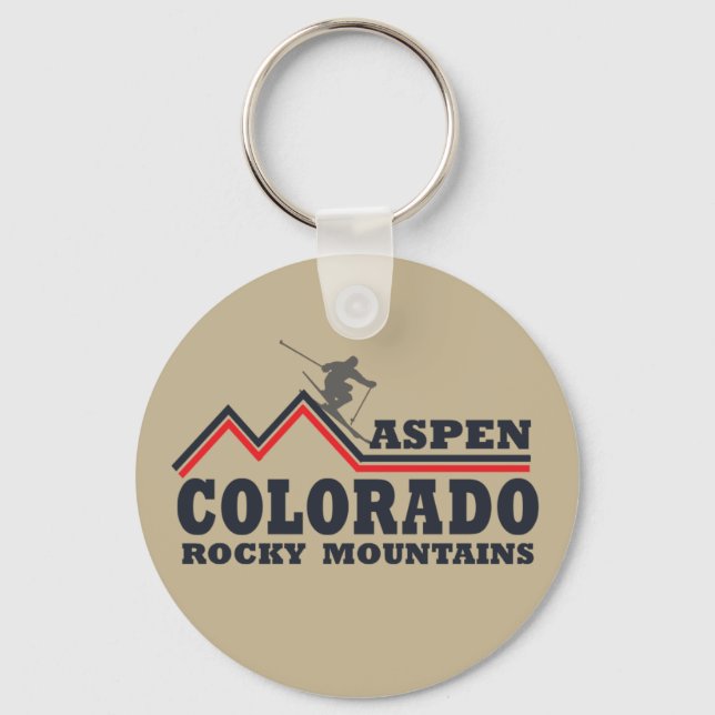 Aspen Colorado ski resort Key Ring (Front)