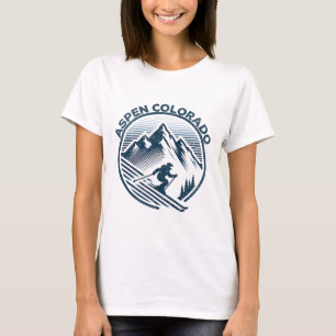 Aspen Colorado Ski Resort Winter Skiing  T-Shirt