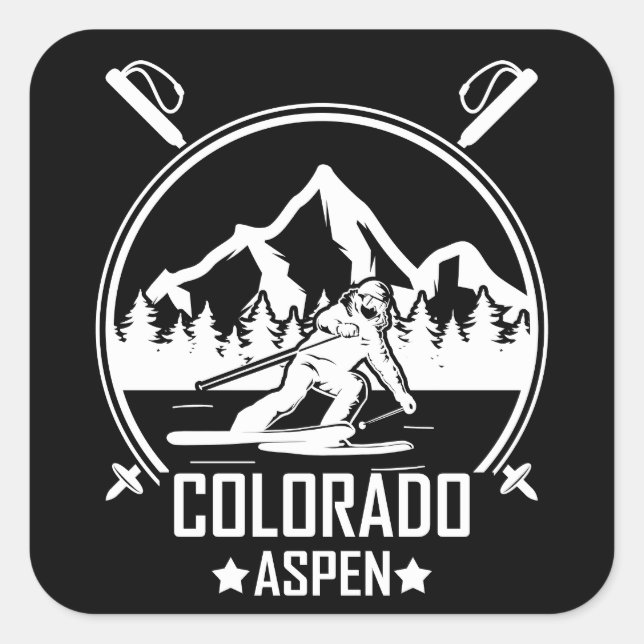 Aspen Colorado ski Square Sticker (Front)