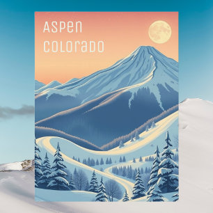 Aspen Colorado Ski vacation modern Postcard
