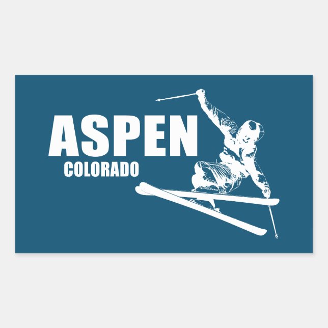 Aspen Colorado Skier Rectangular Sticker (Front)