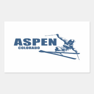 Aspen Colorado Skier Rectangular Sticker