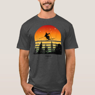 Aspen Colorado Skiing at Sunset Ski Vintage Sunset T-Shirt
