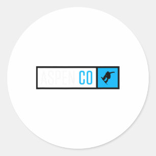 Aspen Colorado Snowboard Box Type Classic Round Sticker