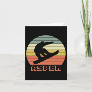 Aspen Colorado Snowboard Retro Sunset 1 Card