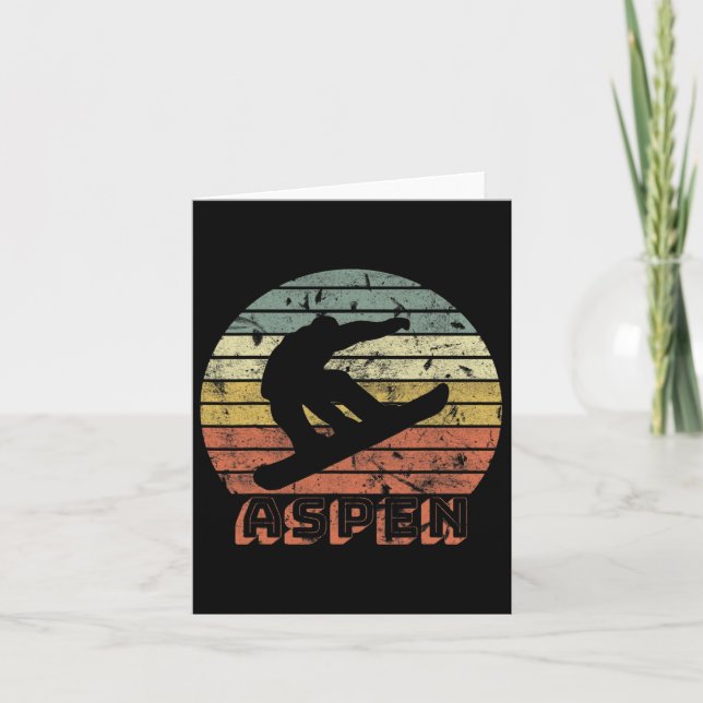 Aspen Colorado Snowboard Retro Sunset  Card (Front)