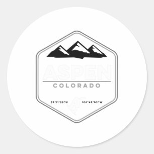 Aspen Colorado Snowboard T Classic Round Sticker
