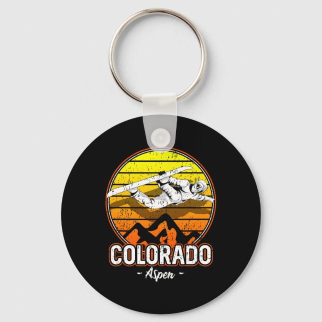Aspen Colorado Snowboarding  Key Ring (Front)
