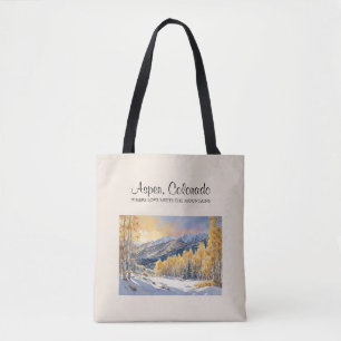 Aspen, Colorado Watercolor Art Shoulder Tote Bag