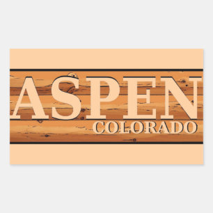 Aspen Colorado wooden log sign Rectangular Sticker
