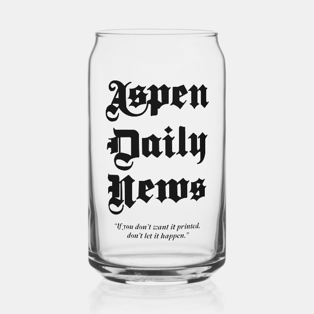 Aspen Daily News 16 oz. Printed Can Glass (Front)