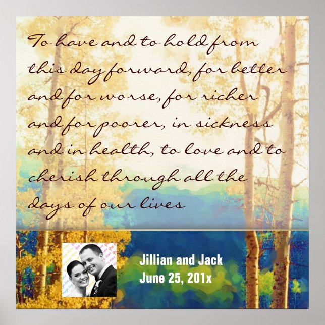 Aspen Glow WEDDING Vows Display Poster (Front)