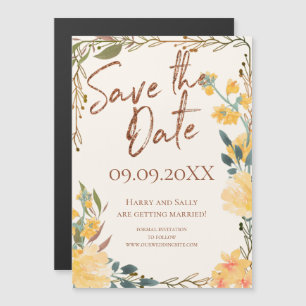 Aspen Gold Roses and Copper Save the Date Magnetic Invitation