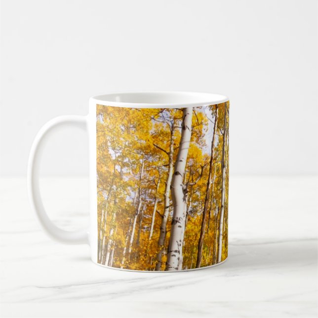 Aspen Groove Yellow Fall Leaves Coffee Mug (Left)