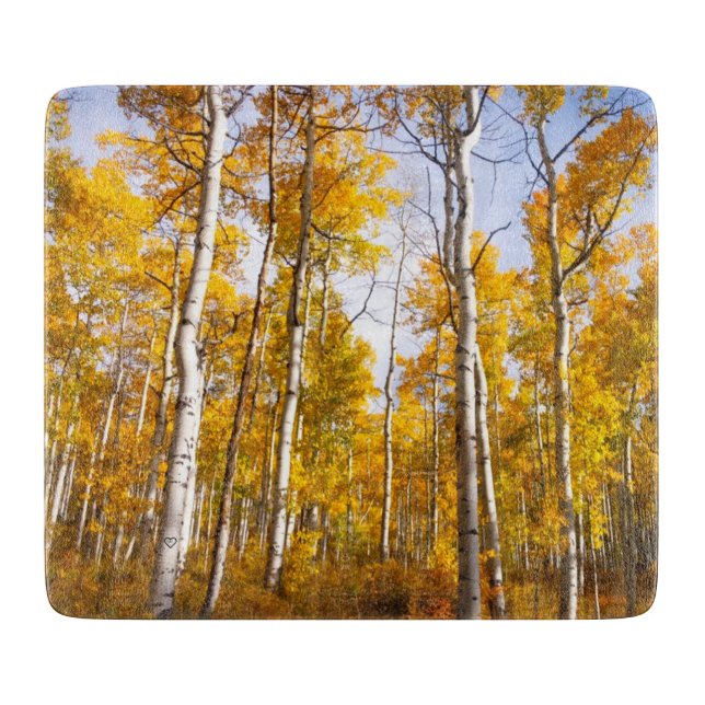 Aspen Groove Yellow Fall Leaves Cutting Board (Front)
