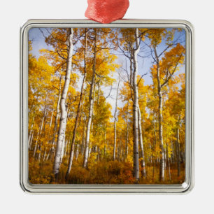 Aspen Groove Yellow Fall Leaves Metal Ornament
