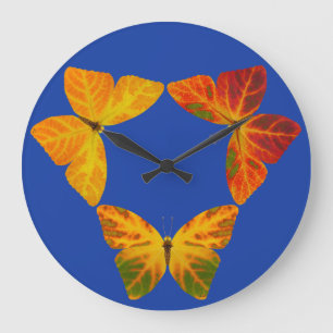 Aspen Leaf Butterflies Large Clock